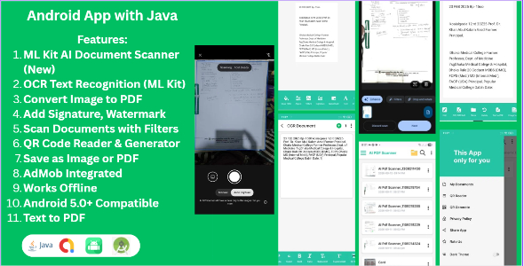 AI Document Scanner & PDF Maker – ML Kit, OCR Text, Sign & Watermark (Java)
