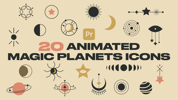 Animated Magic Planets Icons 01 for Premiere Pro