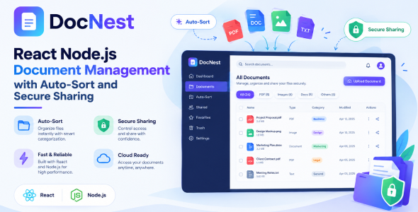 DocNest | React Node.js Document Management with Auto-Sort and Secure Sharing