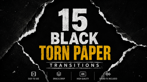 Black Torn Paper Transitions After Effects