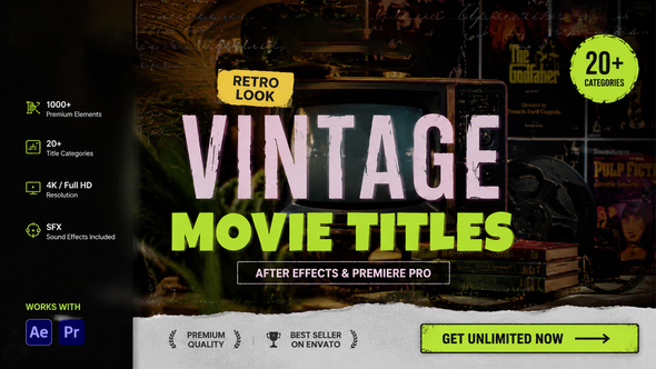 Vintage Movie Titles Pack MOGRT