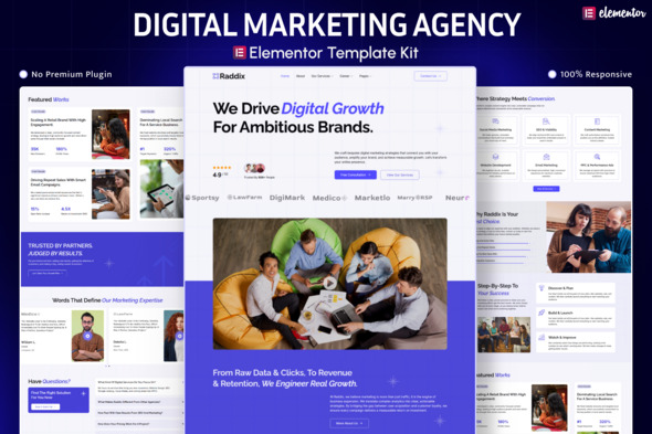 Raddix – Digital Marketing Agency Elementor Template Kit