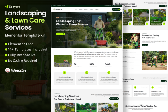 Ecoyard – Landscaping & Lawn Care Services Elementor Template Kit