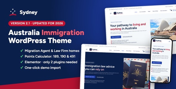 Sydney - Australia Immigration WordPress Theme preview