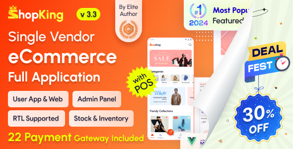 ShopKing - eCommerce App with Laravel Website & Admin Panel with POS | Inventory Management
