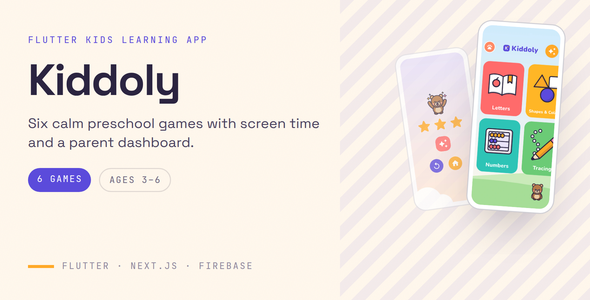 Kiddoly | Kids Preschool Learning Games Flutter App With Parent Dashboard