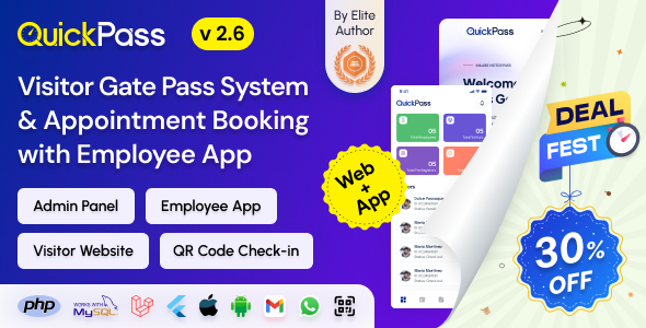 QuickPass - Visitor Gate Pass System with Admin Panel, Website & Employee App