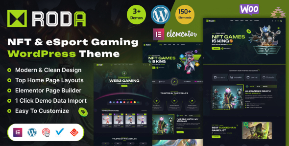 Roda -  eSports & Gaming NFT WordPress Theme