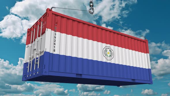 Container with Flag of Paraguay