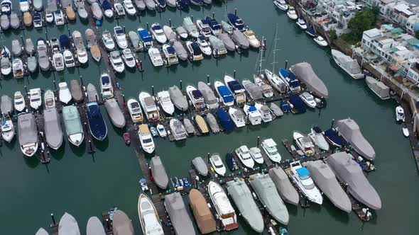 Top view of Hong Kong yacht club in Sai Kung