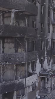 Vertical Video of a Destroyed House During the War in Ukraine