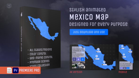 Mexico Map – Premiere Pro MOGRT Country Kit