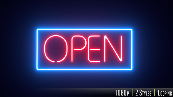 Open Neon Sign alt