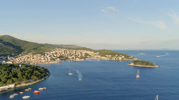 Port of Hvar in Croatia Aerial View