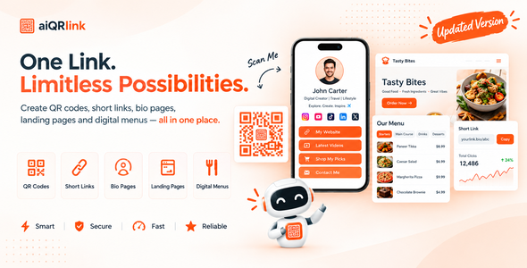 aiQRlink - QR Code, Digital Menu, Landing Page & Bio page Builder SaaS