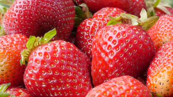Organic red strawberry background tasty fruit slow tilting 4K 3840X2160 UltraHD video - Slow tilt ov