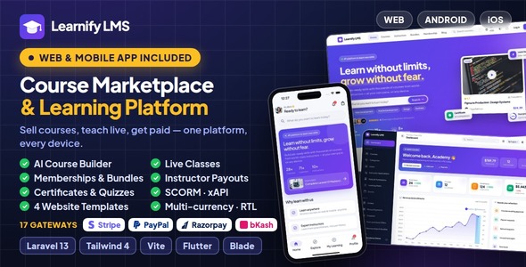 Learnify LMS | Online Course Marketplace and Learning Platform With Flutter App