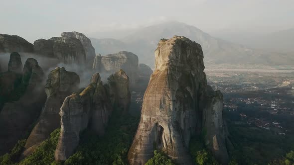 Meteora in the fog