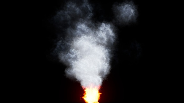 Blazing bonfires erupt with rising and spreading smoke in a realistic fire scene Isolated by Alpha alt