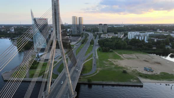 Riga sunset bridge