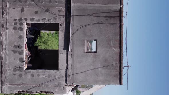 Vertical Video of a Wartorn House in Borodyanka Ukraine