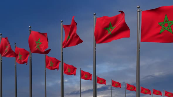 The Morocco Flags Waving In The Wind  2K