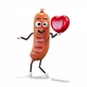 Sausage Dancing With A Heart on White Background - VideoHive Item for Sale