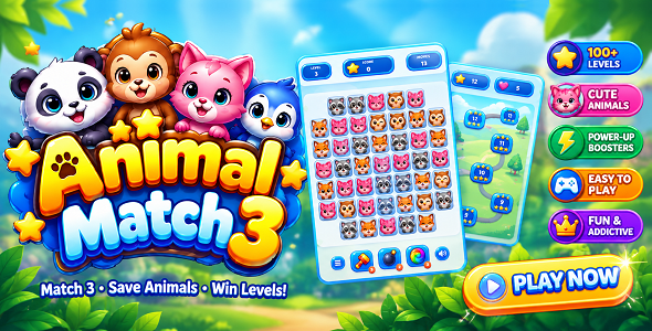 Animal Match 3 | Puzzle HTML5 Game