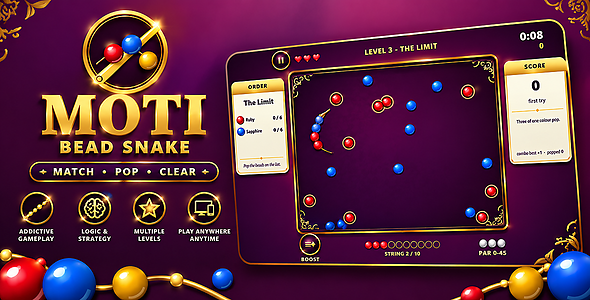 Moti | HTML5 Bead Snake Match Puzzle Game