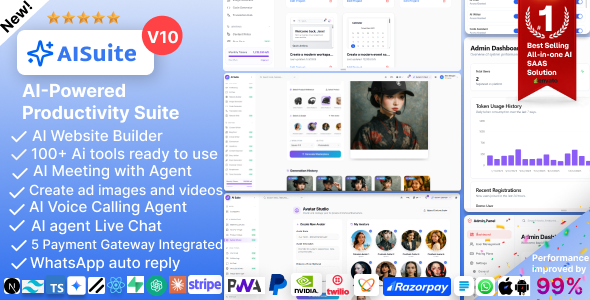 AI Suite – All-In-One SaaS AI Website Builder, Live Chat, AI Image, AI Video Generator, Gemini AI