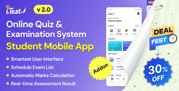 iTest - Online Quiz & Examination System Flutter Mobile App