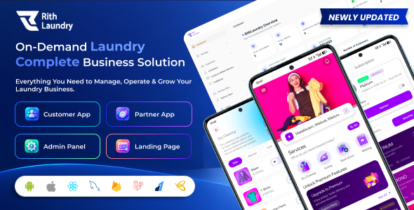 Rith Laundry - OnDemand Single Vendor Laundry Booking System | Quickwash | Mobile App & Admin Panel
