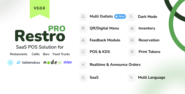 RestroPro SaaS - Restaurant POS Software React Node.js Script