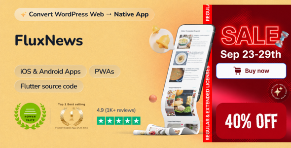 FluxNews - Flutter mobile app for Wordpress