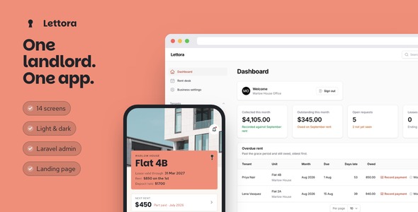 Lettora | Flutter Tenant Portal App with Laravel Admin