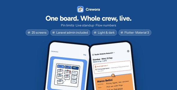 Crewora | Flutter Team Task Board App with Firebase and Laravel Admin