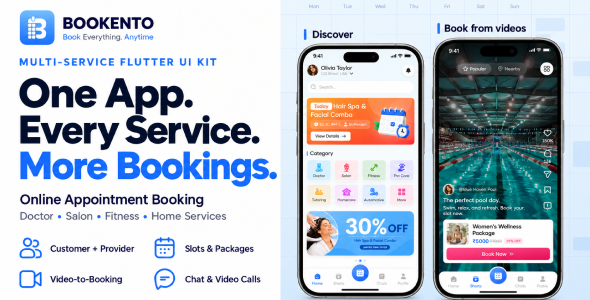 Bookento | Appointment Booking and Service Provider App UI Kit for Flutter
