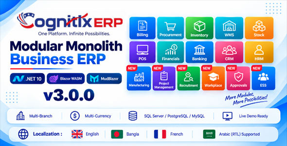 CognitixERP – Modular Multi-Branch ERP Solution Blazor .NET 10 API