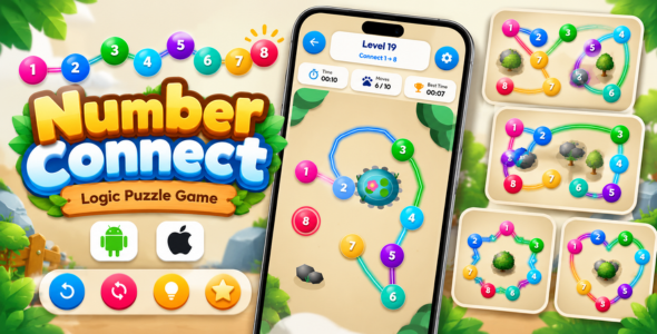 Number Connect | Sequential Line Draw Puzzle Game With Obstacles and AdMob