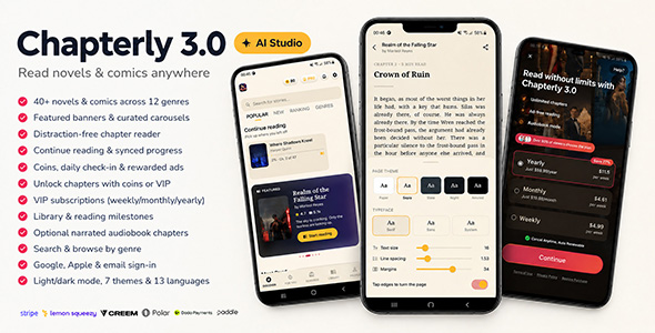 Chapterly | Flutter App Novel eBook and Audiobook Platform