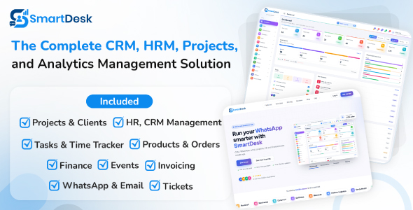 SmartDesk – The Complete CRM, HRM, Projects, and Analytics Management Solution