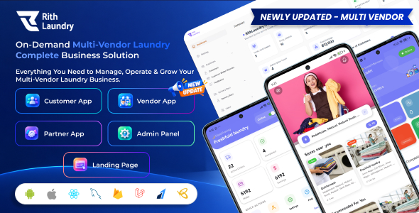 Complete Laundry App With Admin Panel | RithLaundry - OnDemand Laundry Booking System