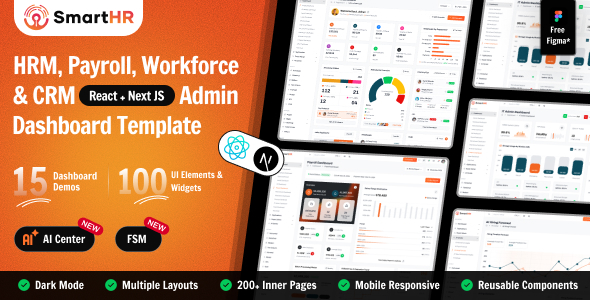 SmartHR - HRM, Payroll, Workforce & CRM Admin Dashboard Template (React & Next.js)