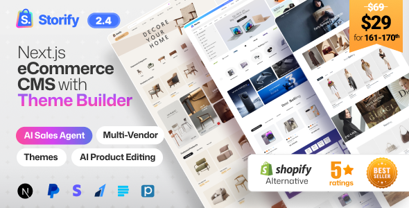 Storify – eCommerce CMS, POS, Multivendor eCommerce Marketplace, Digital Products & AI Sales Agent