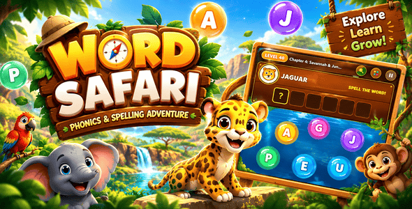 Word Safari | HTML5 Phonics Bubble Spelling Game
