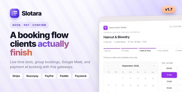 Slotara — Appointment Booking & Scheduling SaaS Platform | Multi-Tenant | Laravel 12 | Filament 5