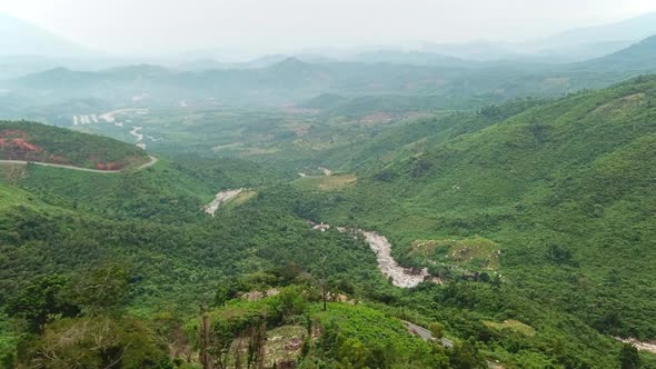 Majestic Foggy Tropical Mountains Landscape,Drone View.