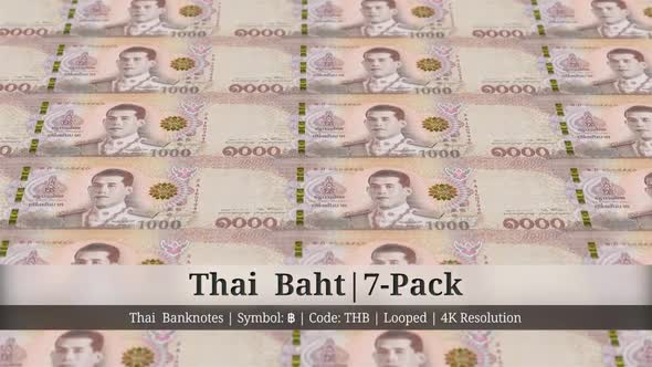 Thai Baht | Thailand Currency - 7 Pack | 4K Resolution | Looped