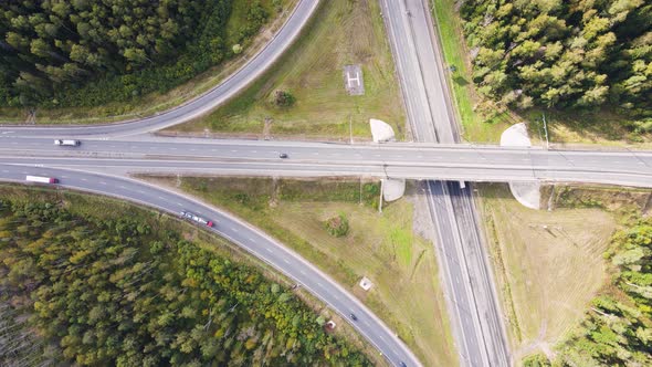 View From a Drone to a Suburban Junction with a Small Number of Cars