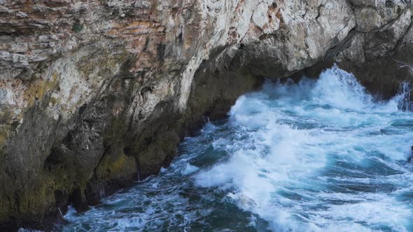 Splashing Waves Against Rocks From the Bulgarian Coast in a Beautiful Sunny Summer Morning